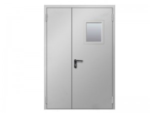 Дымогазонепроницаемая полуторная противопожарная дверь с остеклением EIS-60